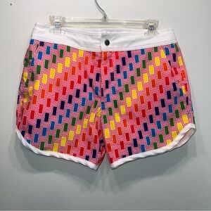 MR TURK Art Deco Retro Multicolor Swim Trunks Board Shorts Sz 30 Lined Designer
